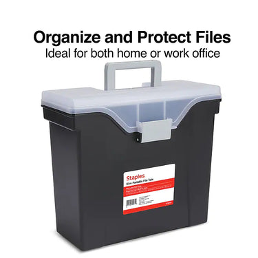 Staples Slim Portable File Tote, Letter Size, Black (140164/111108)